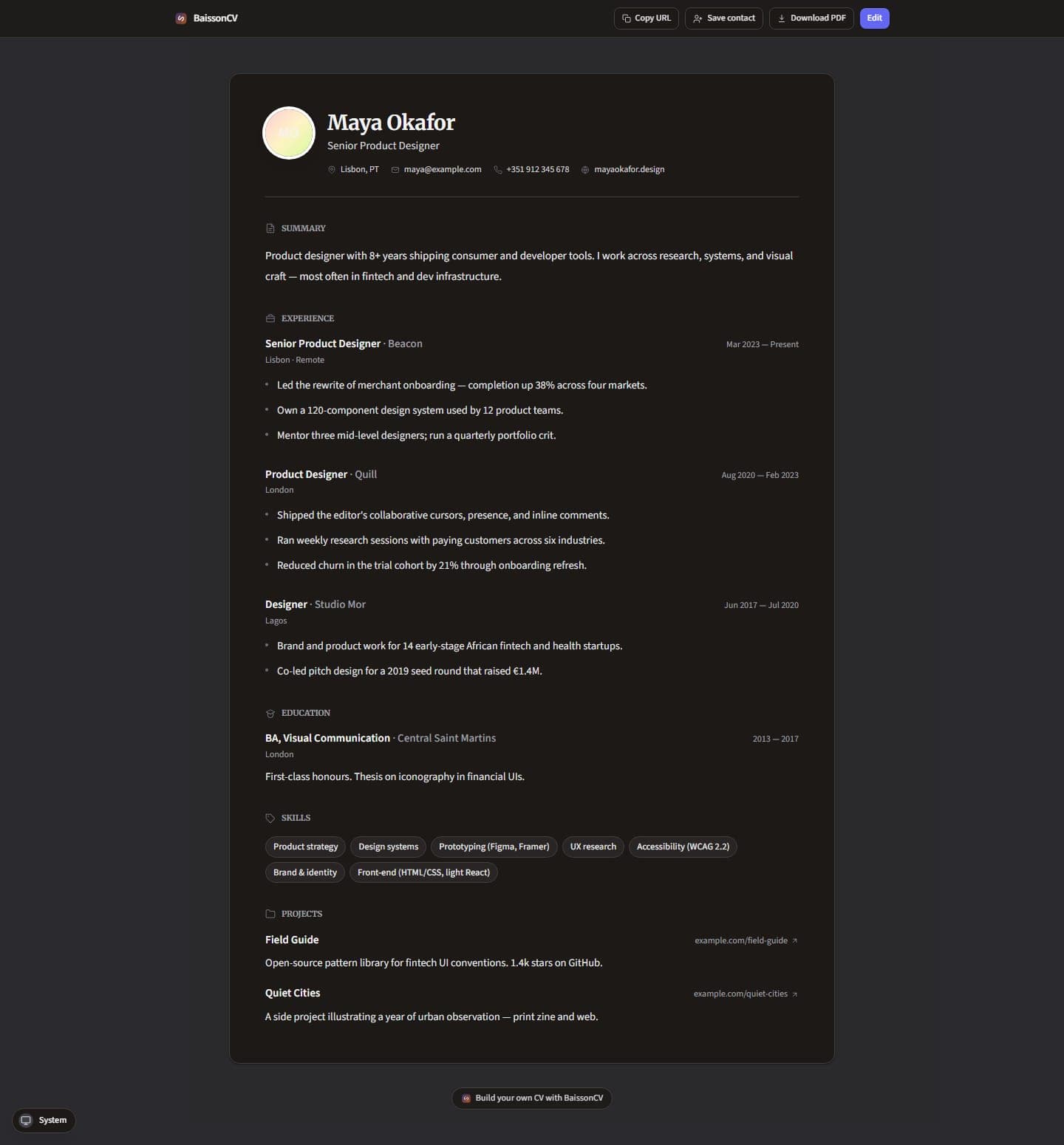 BaissonCV screenshot 3